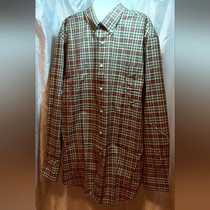 Saddlebred NWT Mens Button Down Dress Shirt, Red Green Tan, Office, Casual
